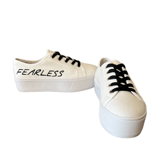 STEVE MADDEN platform canvas sneakers|freedom and fearless|size 6.5(run small) - Picture 6 of 8
